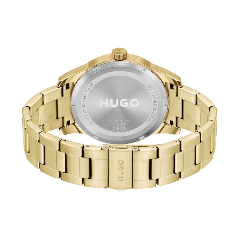 Main Image 3 of HUGO #INVENT Men's 46mm Black Dial Gold IP Bracelet Watch