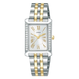 Lorus Women's Signature Crystal Sunray Two Tone Stainless Steel Bracelet Watch
