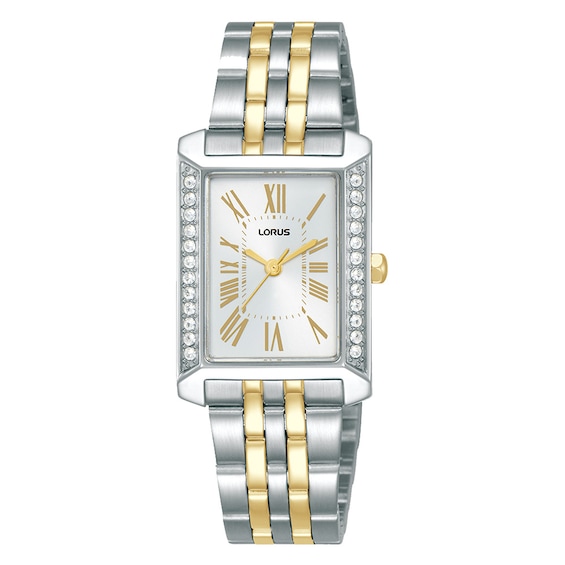 Lorus Women's Signature Crystal Sunray Two Tone Stainless Steel Bracelet Watch