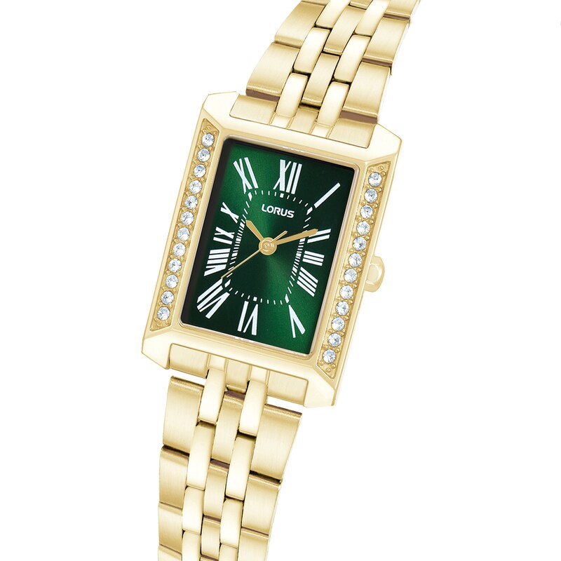 Main Image 2 of Lorus Women's Crystal Green Sunray Dial Gold Tone Stainless Steel Bracelet Watch