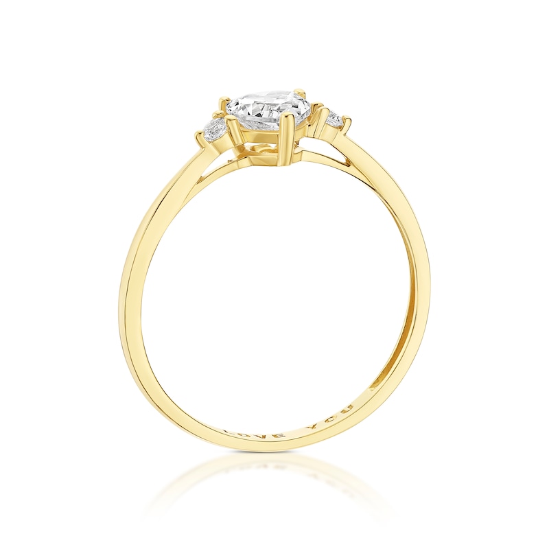 Main Image 3 of 9ct Yellow Gold Cubic Zirconia 'I Love You' Heart Ring