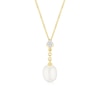 Thumbnail Image 1 of 9ct Yellow Gold Cubic Zirconia Chain Cultured Freshwater Pearl Pendant Necklace