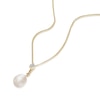Thumbnail Image 2 of 9ct Yellow Gold Cubic Zirconia Chain Cultured Freshwater Pearl Pendant Necklace