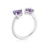 Thumbnail Image 3 of Sterling Silver Amethyst Double Heart Open Ring