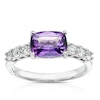Thumbnail Image 1 of Sterling Silver Cushion Cut Amethyst & Cubic Zirconia Ring