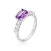 Thumbnail Image 2 of Sterling Silver Cushion Cut Amethyst & Cubic Zirconia Ring