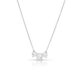 Sterling Silver Created White Sapphire Round Three Stone Pendant Necklace