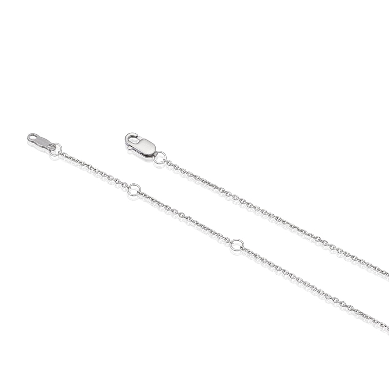 Main Image 3 of Sterling Silver Created White Sapphire Double Pear Halo Pendant Necklace