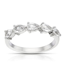 Sterling Silver Created White Sapphire Pear Band