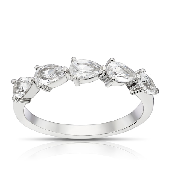 Sterling Silver Created White Sapphire Pear Band
