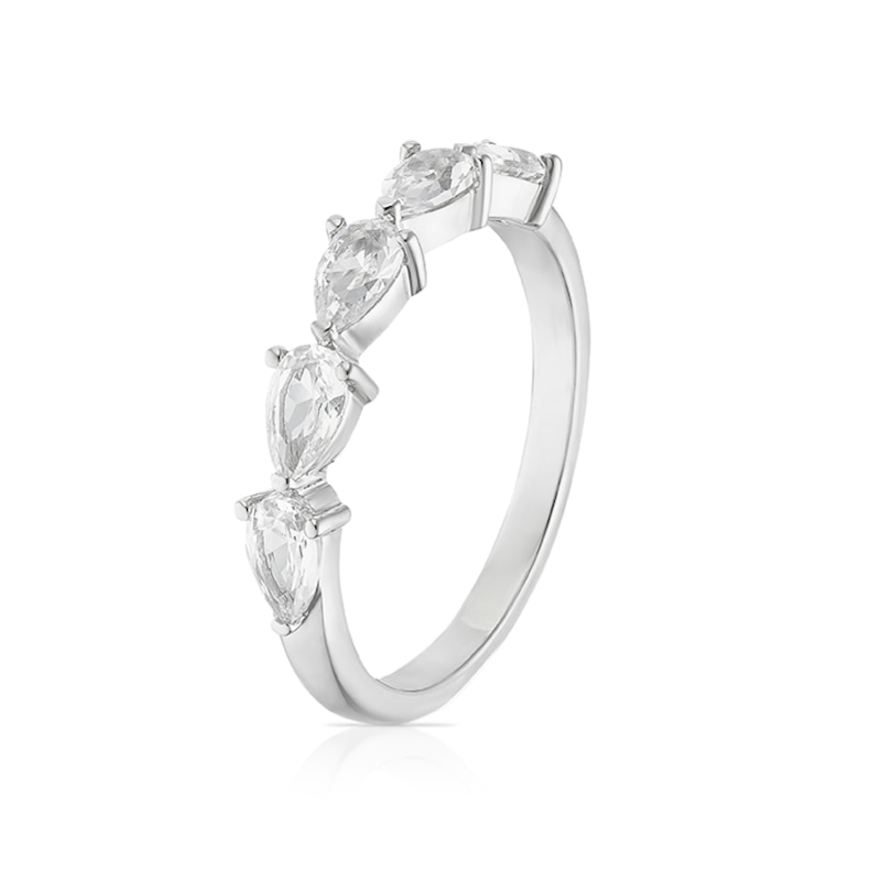 Main Image 2 of Sterling Silver Created White Sapphire Pear Band