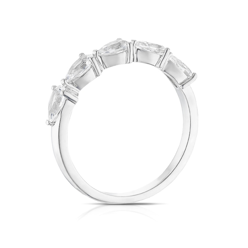 Main Image 3 of Sterling Silver Created White Sapphire Pear Band