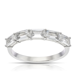 Sterling Silver Created White Sapphire Emerald Cut Band