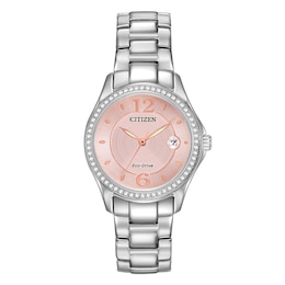Citizen Eco-Drive Crystal Pink Dial & Stainless Steel Watch