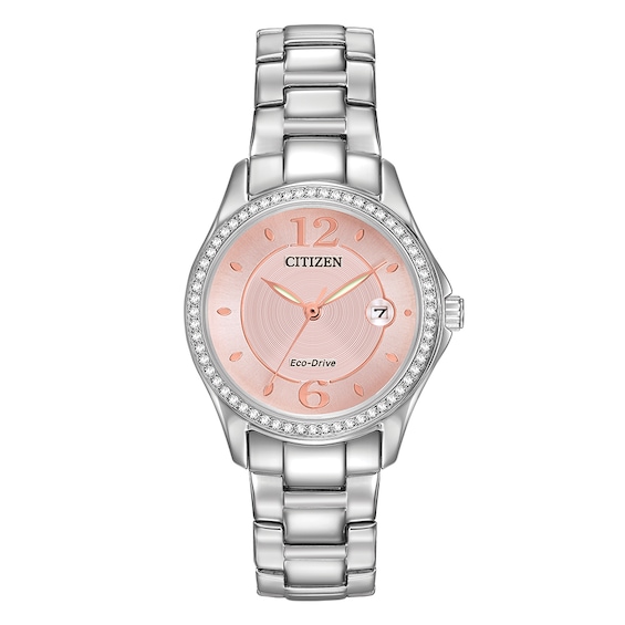 Citizen Eco-Drive Crystal Pink Dial & Stainless Steel Watch