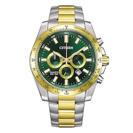 Citizen Sport Chronograph Green Dial & Two Tone Watch