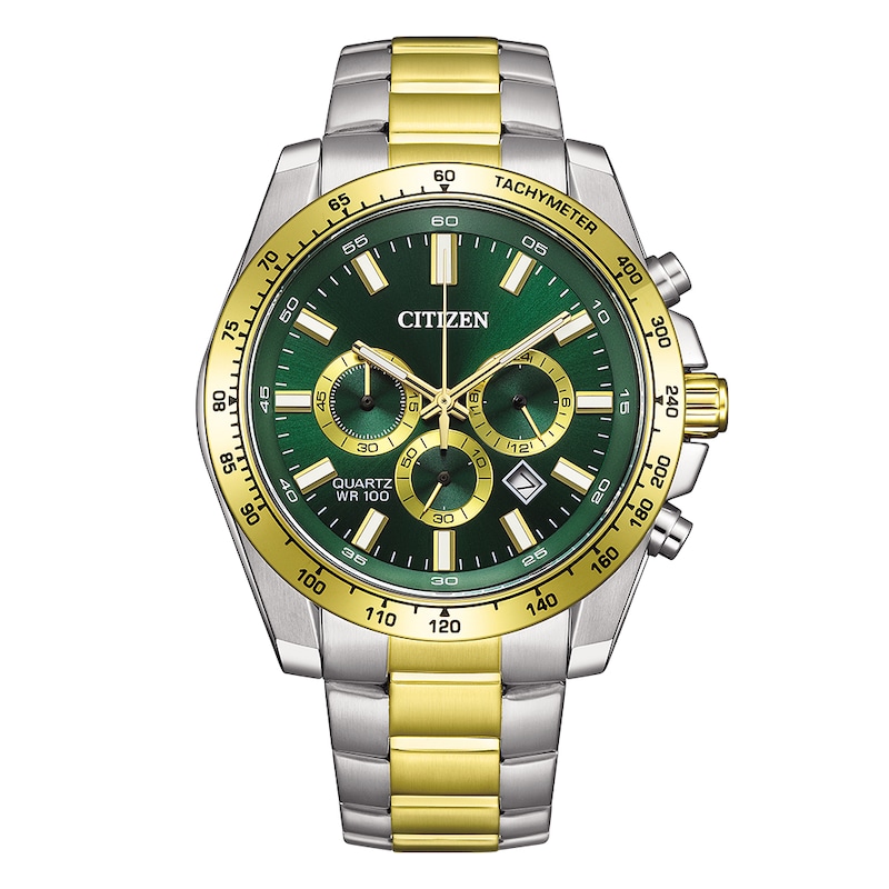 Main Image 1 of Citizen Sport Chronograph Green Dial & Two Tone Watch