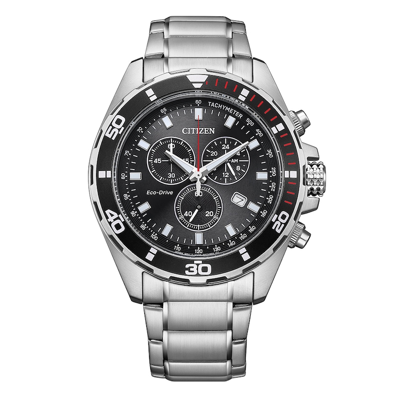 Main Image 1 of Citizen Sport Eco-Drive Chronograph Black Dial & Stainless Steel Watch