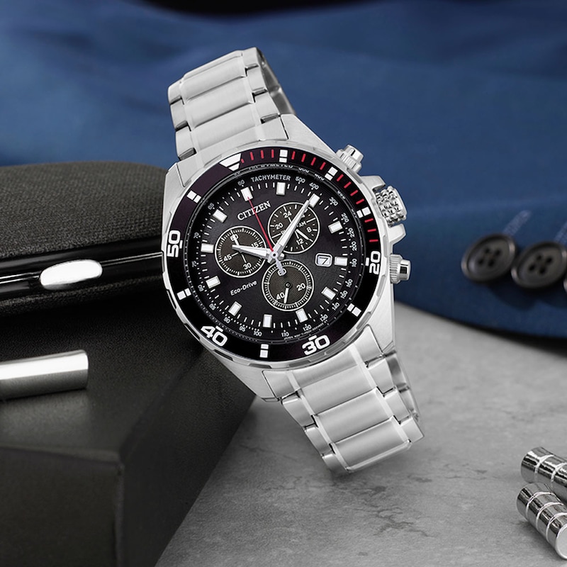 Main Image 4 of Citizen Sport Eco-Drive Chronograph Black Dial & Stainless Steel Watch