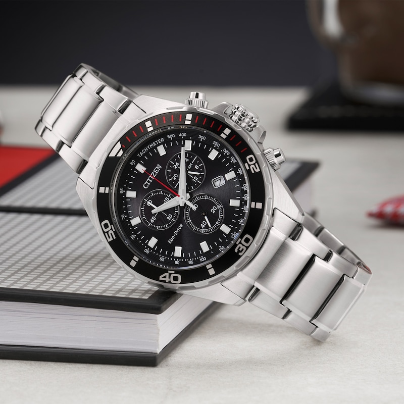 Main Image 8 of Citizen Sport Eco-Drive Chronograph Black Dial & Stainless Steel Watch