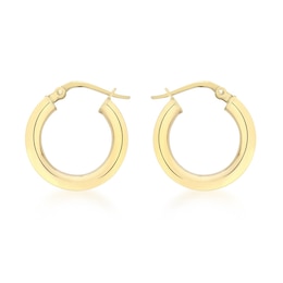 18ct Yellow Gold Round Tube Hoop Earrings