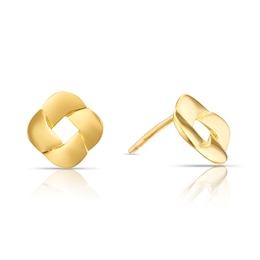 Sterling Silver Yellow Gold Plated Flat Knot Stud Earrings