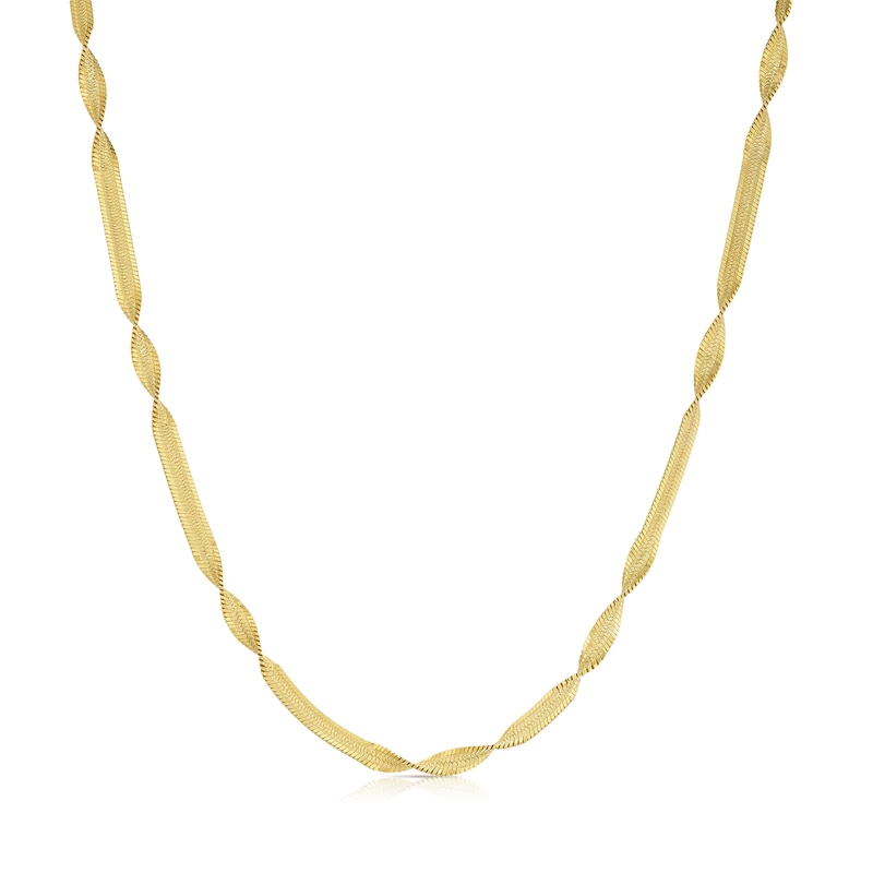 Main Image 1 of Sterling Silver Yellow Gold Plated Twist Herringbone Necklace
