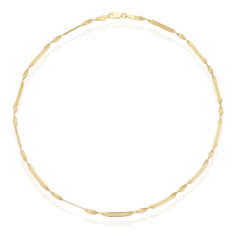Main Image 2 of Sterling Silver Yellow Gold Plated Twist Herringbone Necklace