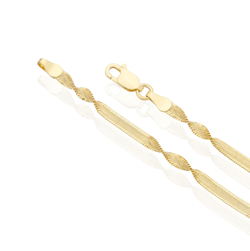 Main Image 3 of Sterling Silver Yellow Gold Plated Twist Herringbone Necklace