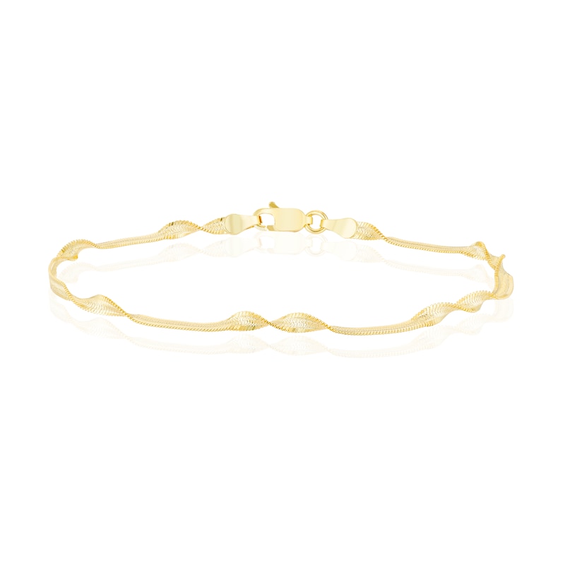 Main Image 1 of Sterling Silver Gold Plated Twist Herringbone Bracelet