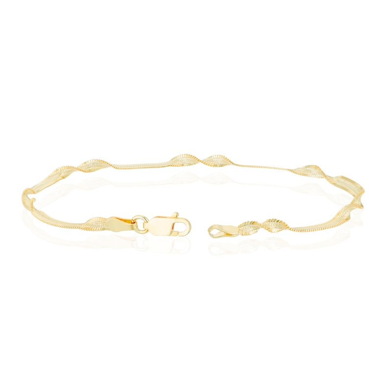 Main Image 3 of Sterling Silver Gold Plated Twist Herringbone Bracelet