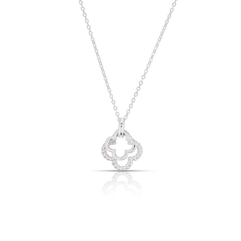 Main Image 1 of Sterling Silver Double Clover Pendant Necklace
