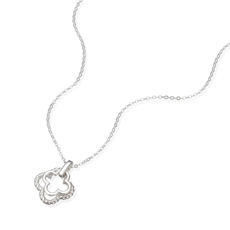 Main Image 2 of Sterling Silver Double Clover Pendant Necklace