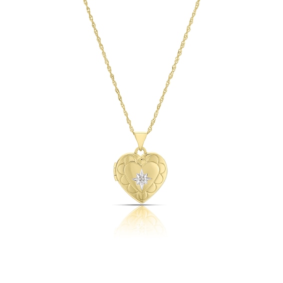Sterling Silver & 9ct Yellow Gold Bonded Heart Diamond Locket