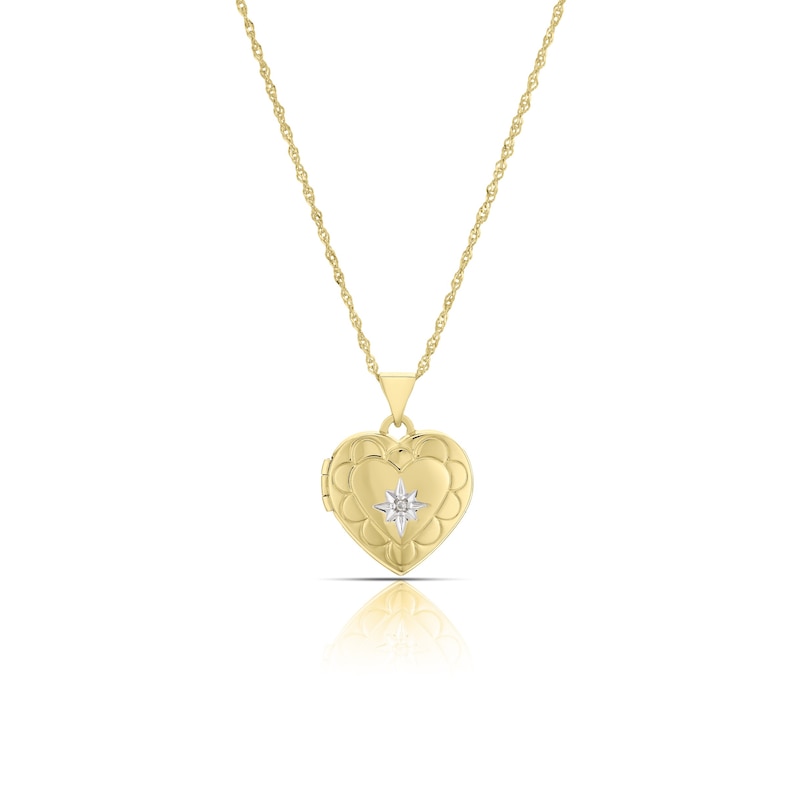 Main Image 1 of Sterling Silver & 9ct Yellow Gold Bonded Heart Diamond Locket