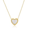 Thumbnail Image 1 of Sterling Silver Yellow Gold Plated Cubic Zirconia Pave Heart Pendant Necklace 16+2"