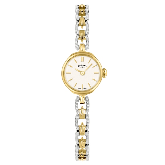 Rotary Women's 1985 White Dial Silver & Gold Tone Bracelet Watch
