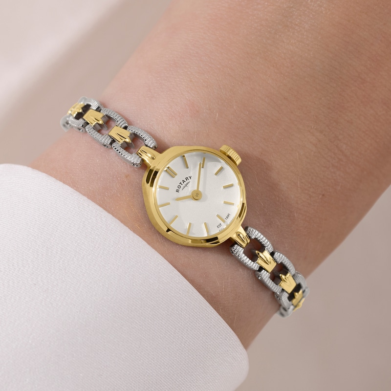 Main Image 4 of Rotary Women's 1985 White Dial Silver & Gold Tone Bracelet Watch