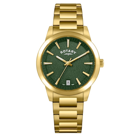 Rotary Women's Heritage Green Dial Gold Tone Stainless Steel Bracelet Watch
