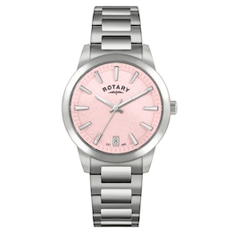 Rotary Women's Heritage Pink Dial Stainless Steel Bracelet Watch