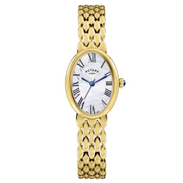 Rotary Women's Heritage Astoria Mother Of Pearl Dial Gold Tone Stainless Steel Pebble Bracelet Watch