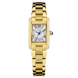 Rotary Women's Heritage Astoria Mother Of Pearl Dial Rectangular Gold Tone Stainless Steel Bracelet Watch