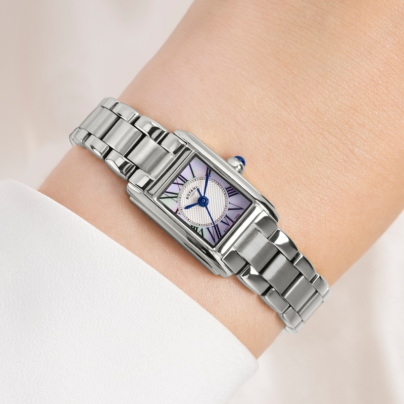 Main Image 3 of Rotary Women's Heritage Astoria Mother Of Pearl Dial Rectangular Stainless Steel Bracelet Watch