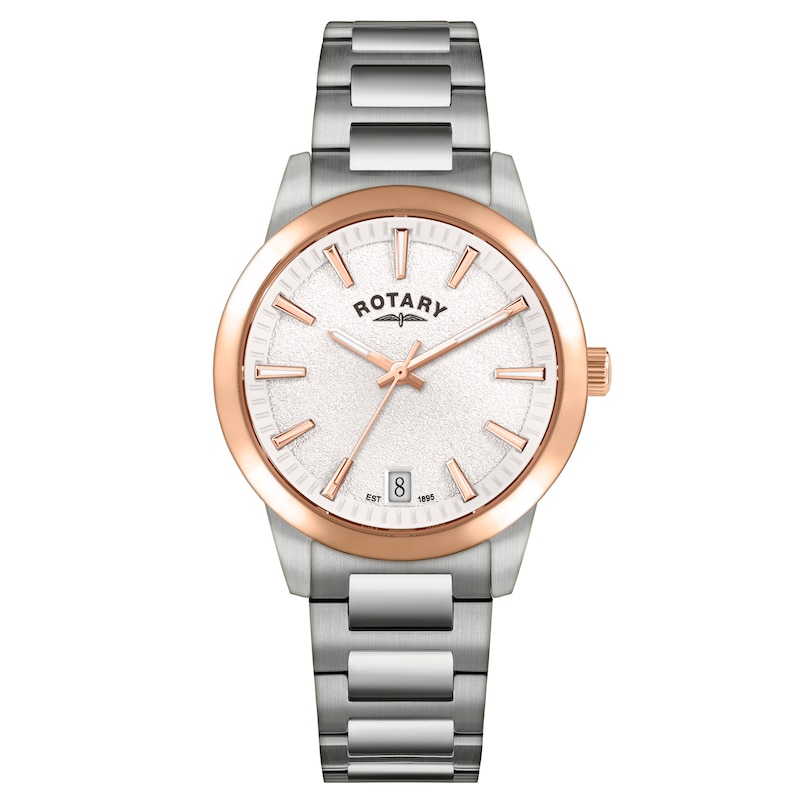 Main Image 1 of Rotary Women's Heritage Silver Dial Rose Gold Tone Bezel Stainless Steel Bracelet Watch