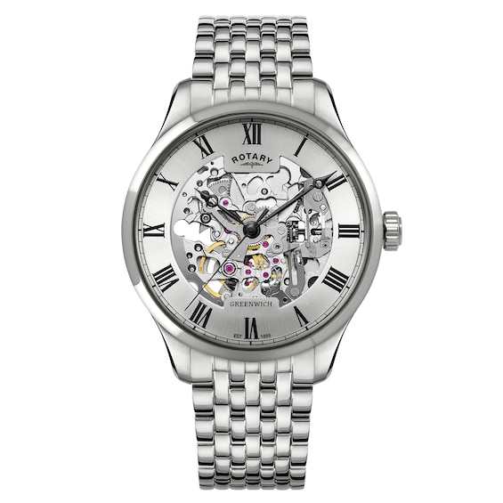 Rotary Greenwich Men's Silver Dial Stainless Steel Bracelet Watch