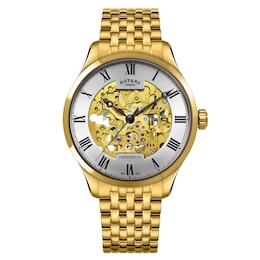 Rotary Men's Greenwich Silver Dial Gold Tone Stainless Steel Bracelet Watch