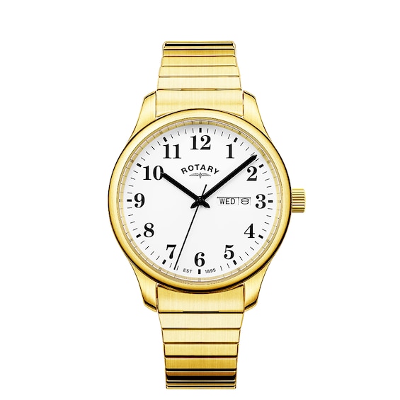 Rotary Men's Heritage Altera White Dial Gold Tone Stainless Steel Expander Bracelet Watch