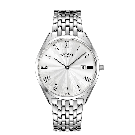 Rotary Men's Ultra Slim White Dial Stainless Steel Bracelet Watch