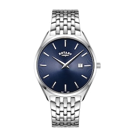 Rotary Men's Ultra Slim Blue Dial Stainless Steel Bracelet Watch