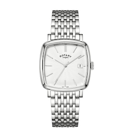 Rotary Men's Heritage Astoria Square White Dial Stainless Steel Bracelet Watch